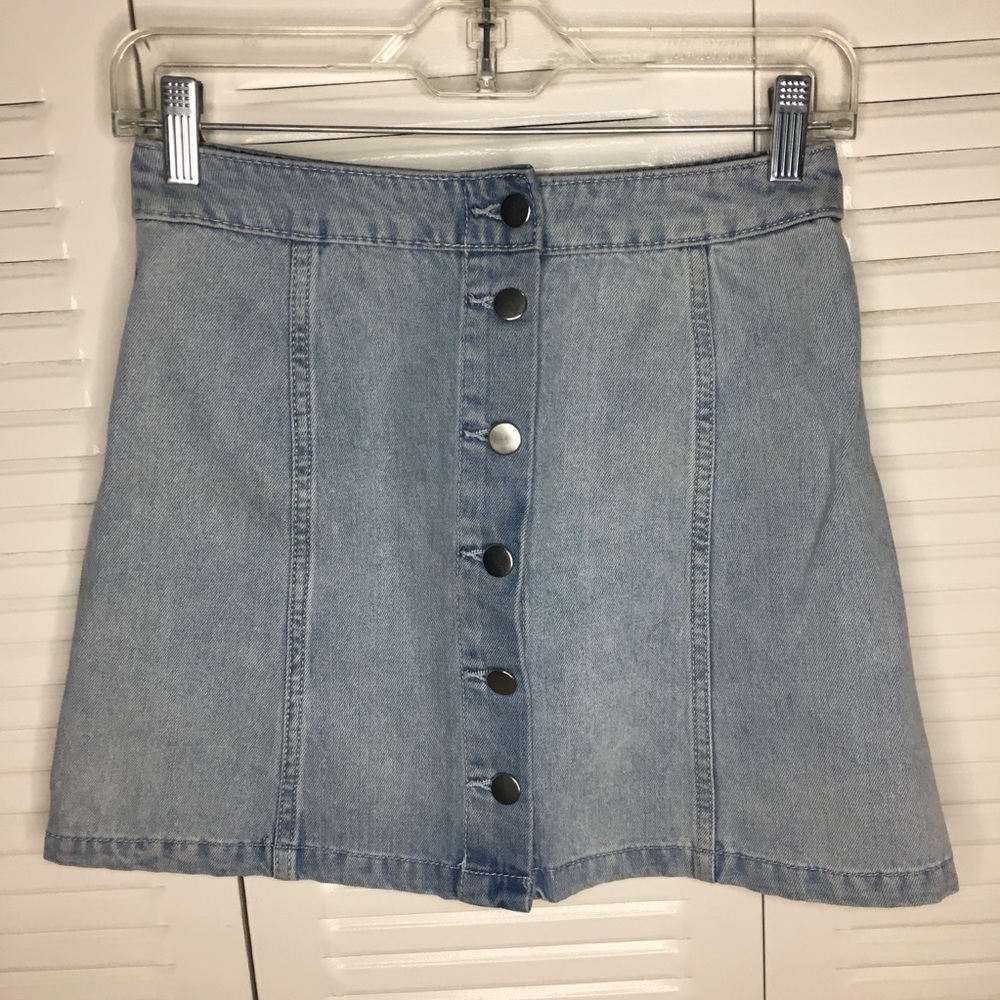 Button-Up Denim Mini Skirt